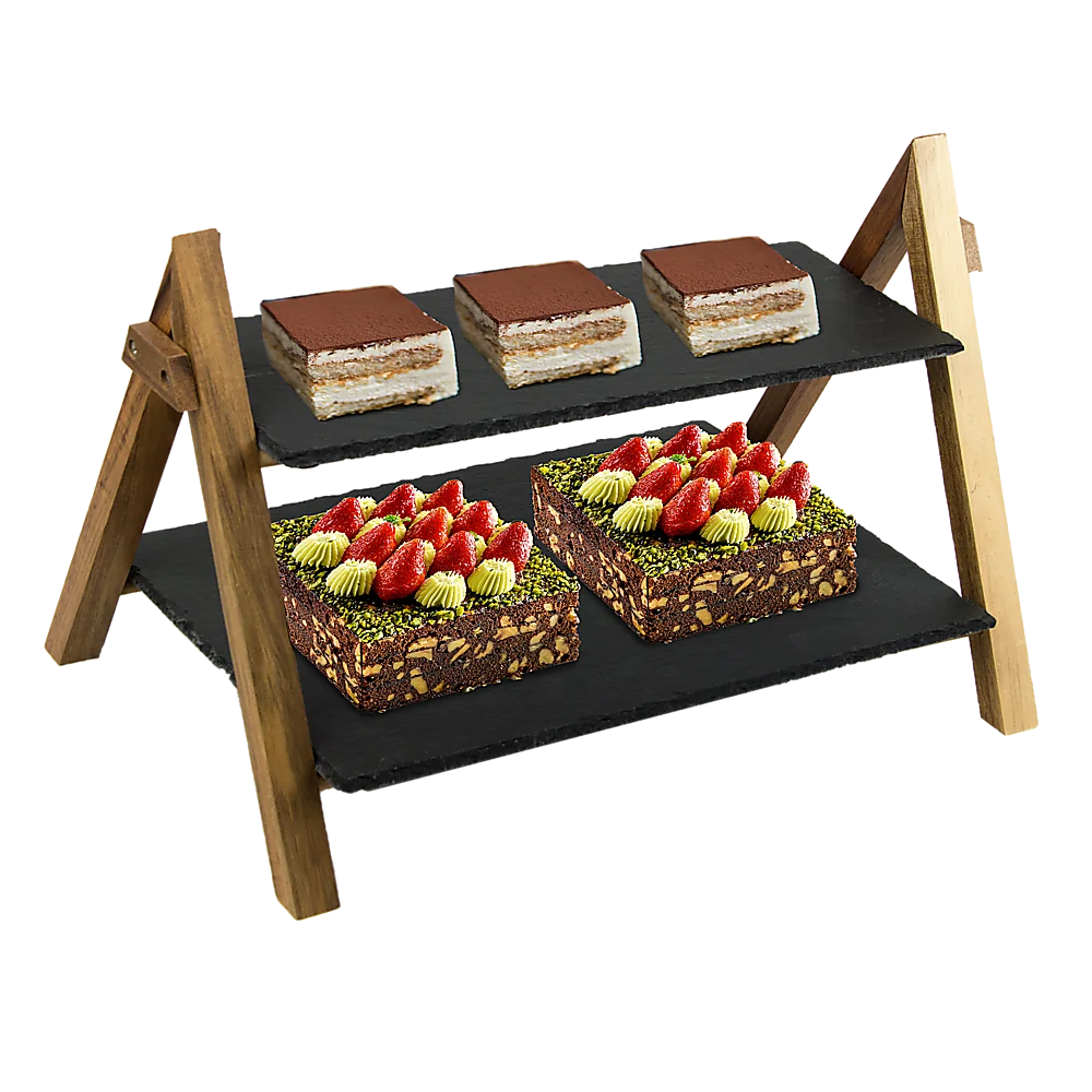 Party 2-Tier Cake Stand Slate Wedding Tiered Serving Stand