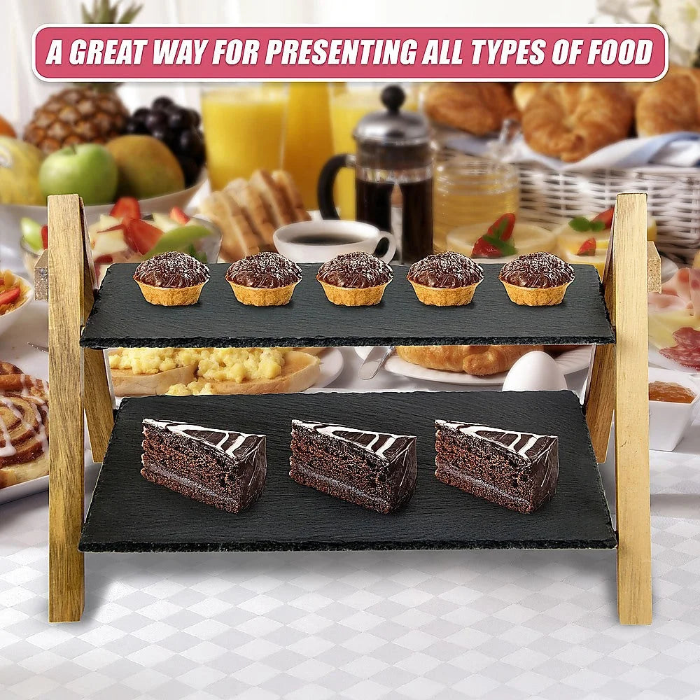 Party 2-Tier Cake Stand Slate Wedding Tiered Serving Stand