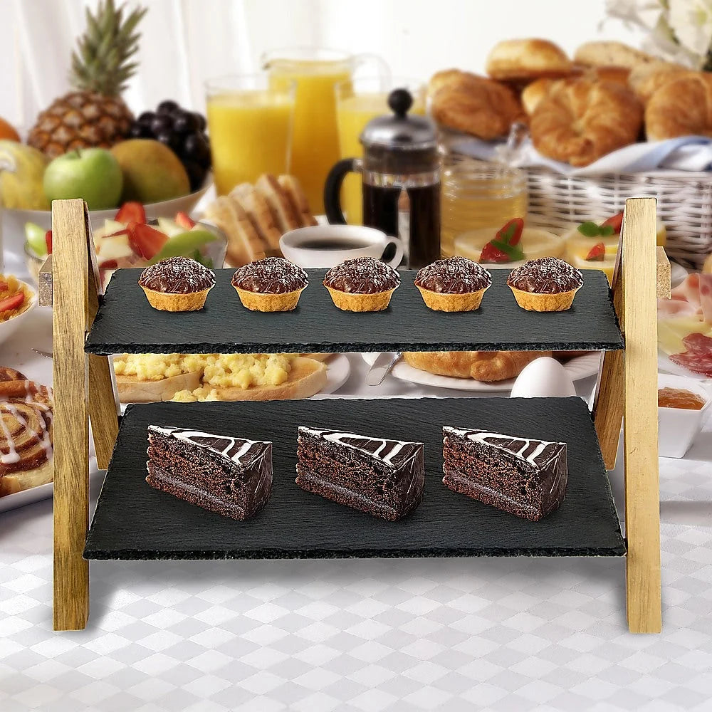 Party 2-Tier Cake Stand Slate Wedding Tiered Serving Stand