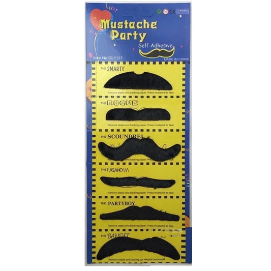 PARTY MOUSTACHE 70s Fake Mustache Costume Fancy Dress Props