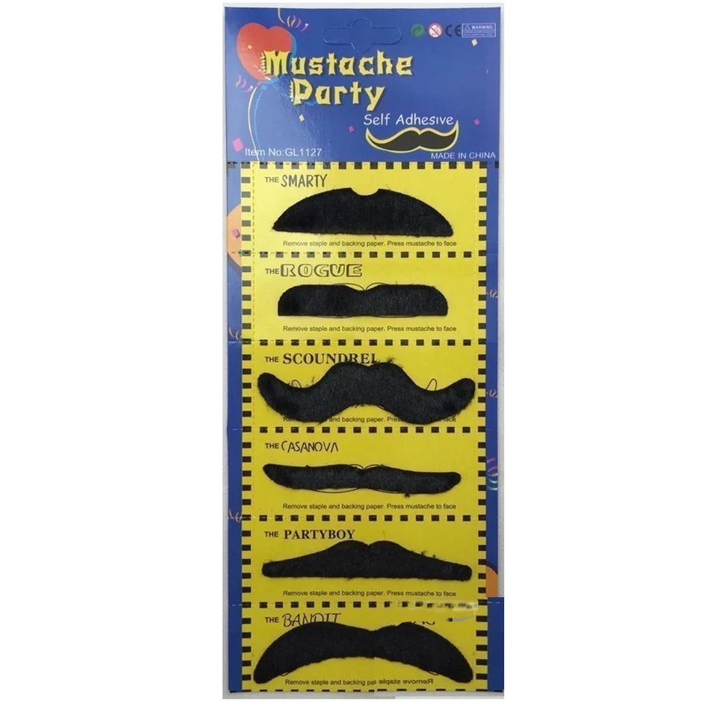 PARTY MOUSTACHE 70s Fake Mustache Costume Fancy Dress Props