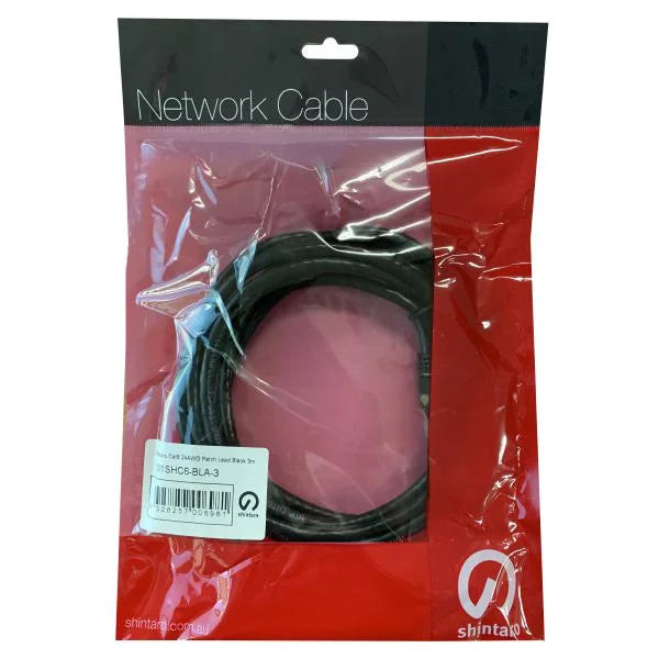 Patch Lead Cat6 24 AWG 3m Black Shintaro