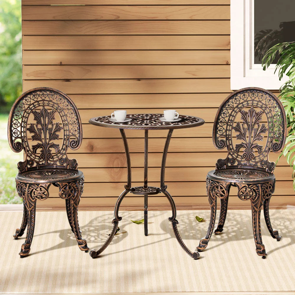 Aluminium dining chair set with shaped seat and supportive backrest