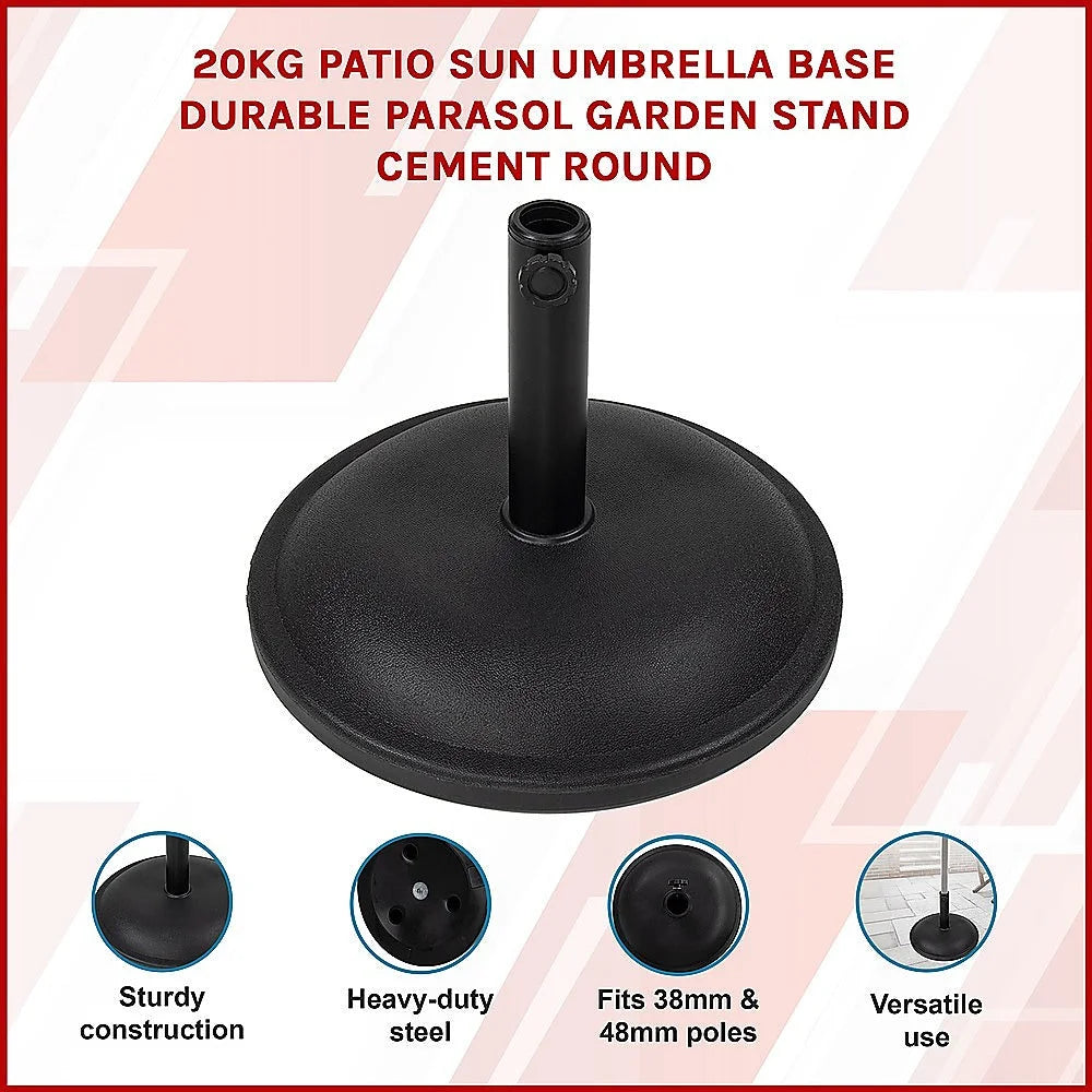 Patio Sun Umbrella Base 20kg Durable Parasol Garden Stand