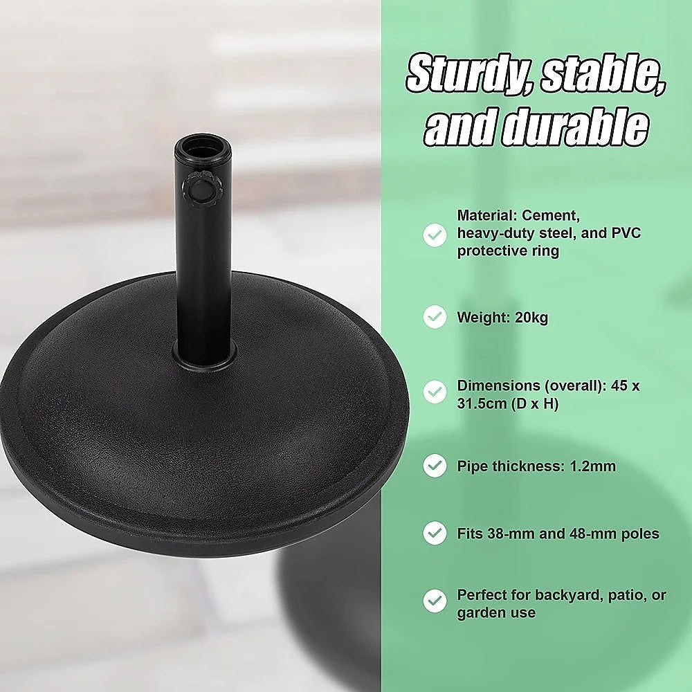 Patio Sun Umbrella Base 20kg Durable Parasol Garden Stand