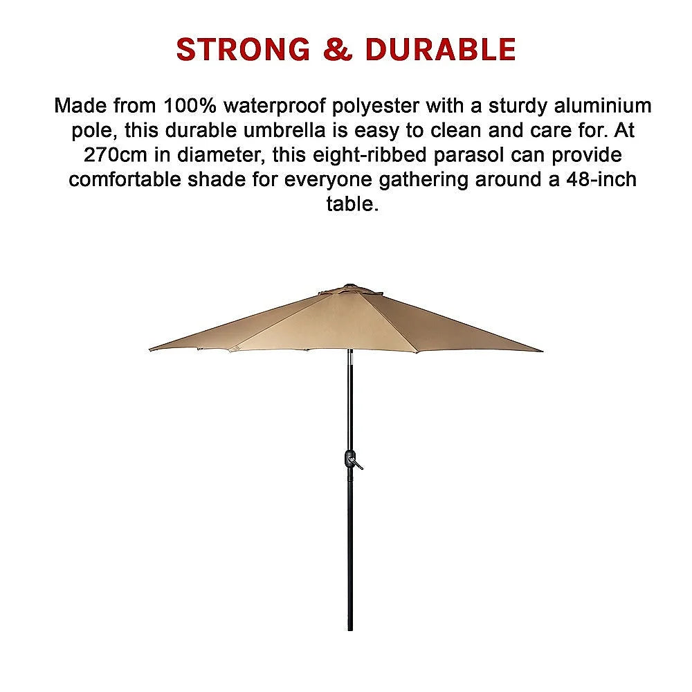 Patio Umbrella 9FT Outdoor Garden Table with 8 Sturdy Ribs