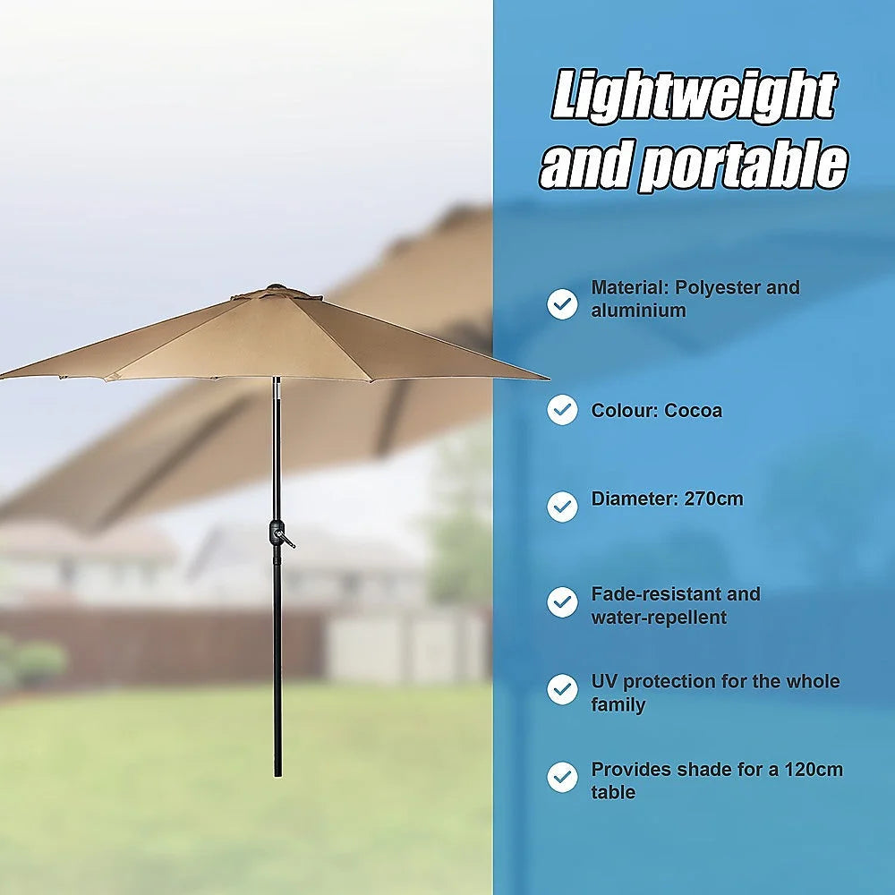 Patio Umbrella 9FT Outdoor Garden Table with 8 Sturdy Ribs