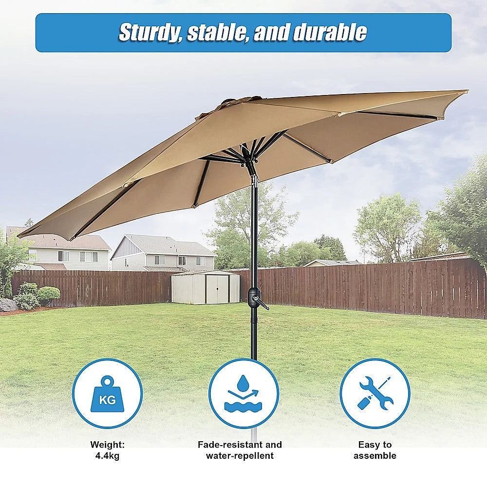 Patio Umbrella 9FT Outdoor Garden Table with 8 Sturdy Ribs