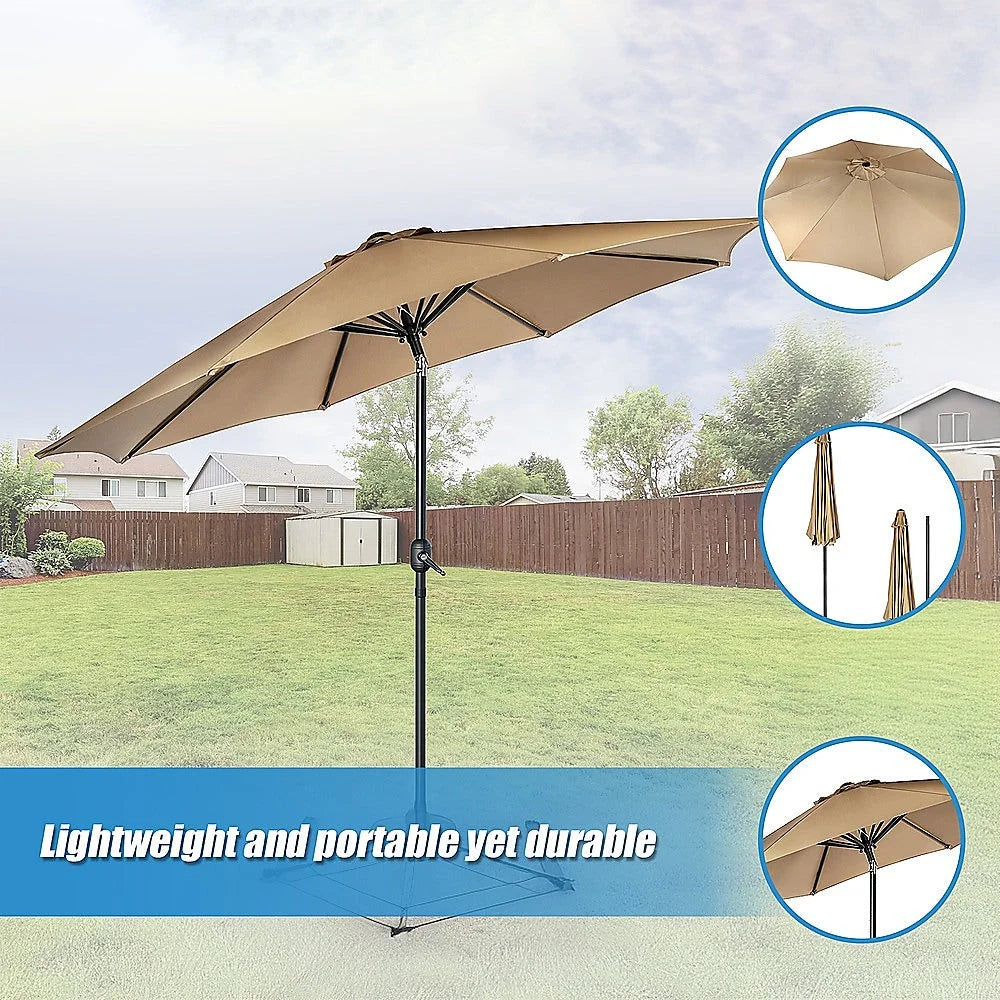 Patio Umbrella 9FT Outdoor Garden Table with 8 Sturdy Ribs
