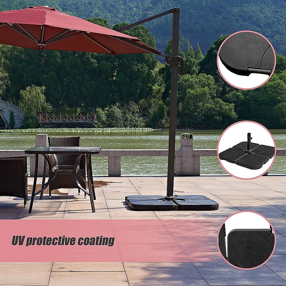 Patio Umbrella Base Stand 4-Piece Cantilever Offset 3M