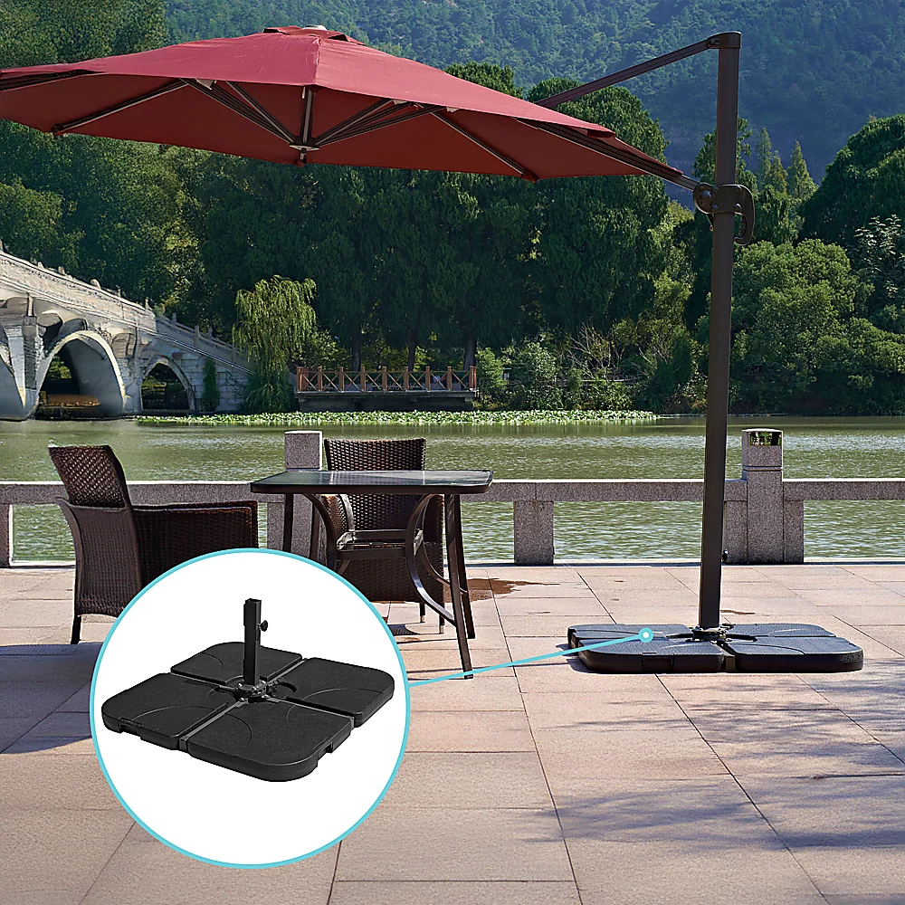 Patio Umbrella Base Stand 4-Piece Cantilever Offset 3M