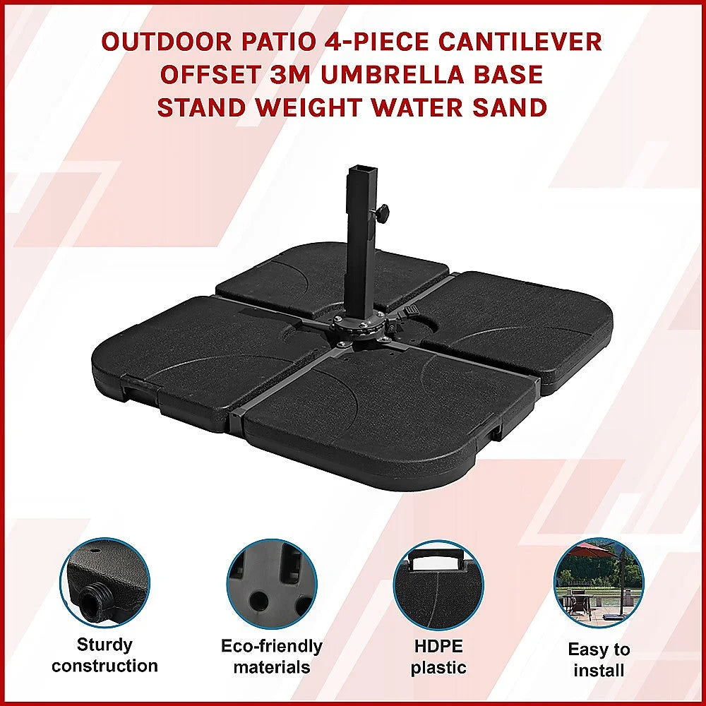 Patio Umbrella Base Stand 4-Piece Cantilever Offset 3M