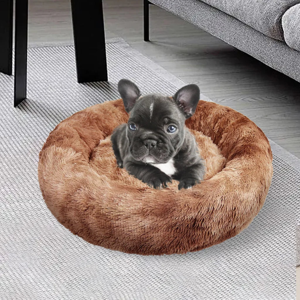 Pawfriends Dog Cat Pet Calming Bed Warm Soft Plush Round