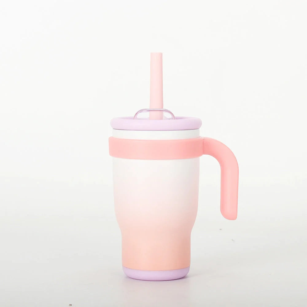 Peach Pink Gradient 14oz Insulated Tumbler with Handle &