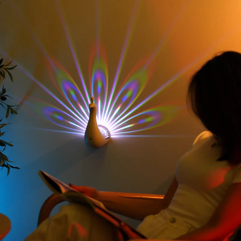 Peacock Projection LED Night Light - Multi-Color Atmosphere