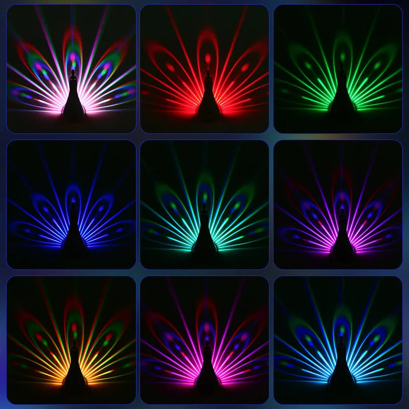 Peacock Projection LED Night Light - Multi-Color Atmosphere