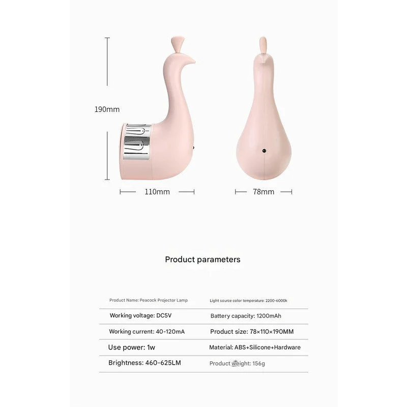 Peacock Projection LED Night Light - Multi-Color Atmosphere