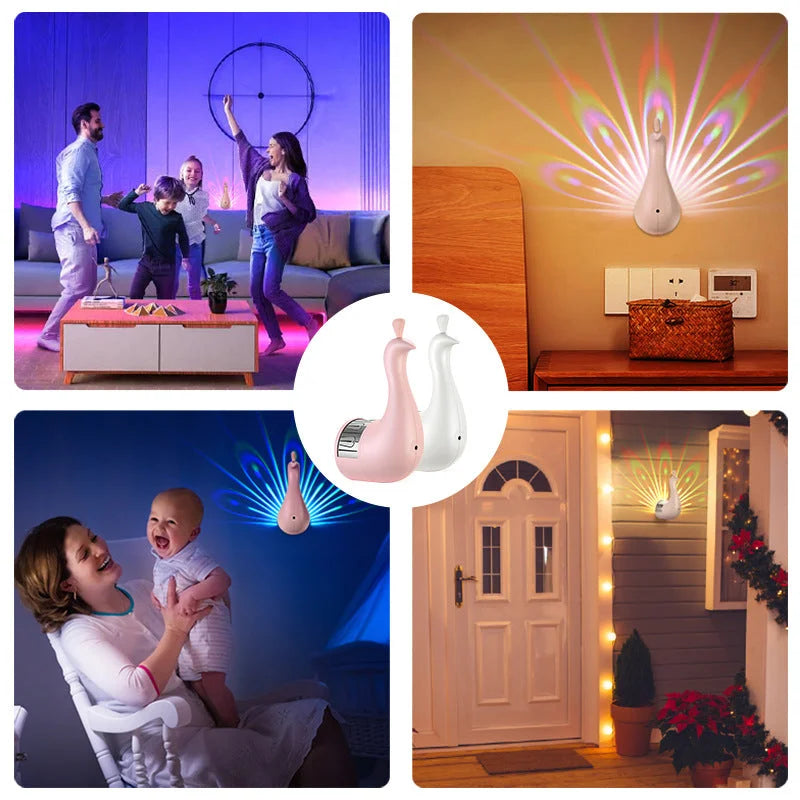 Peacock Projection LED Night Light - Multi-Color Atmosphere