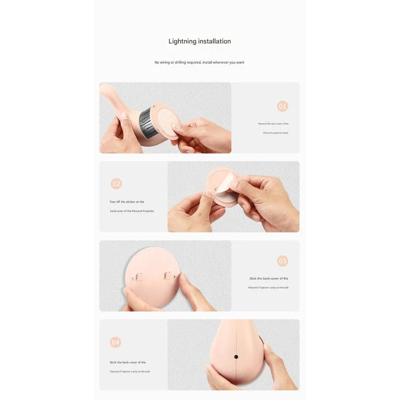 Peacock Projection LED Night Light - Multi-Color Atmosphere