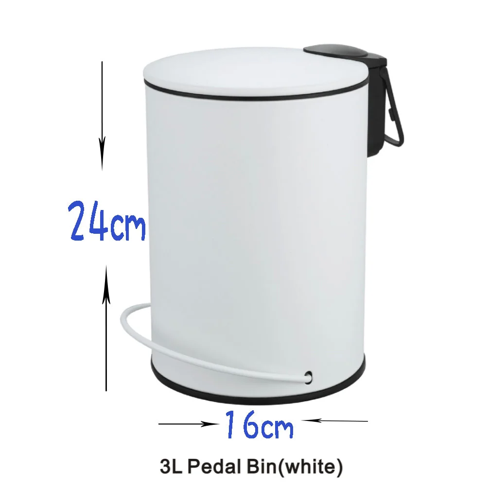 Pedal Bin 3L Soft Close White - Home & Garden