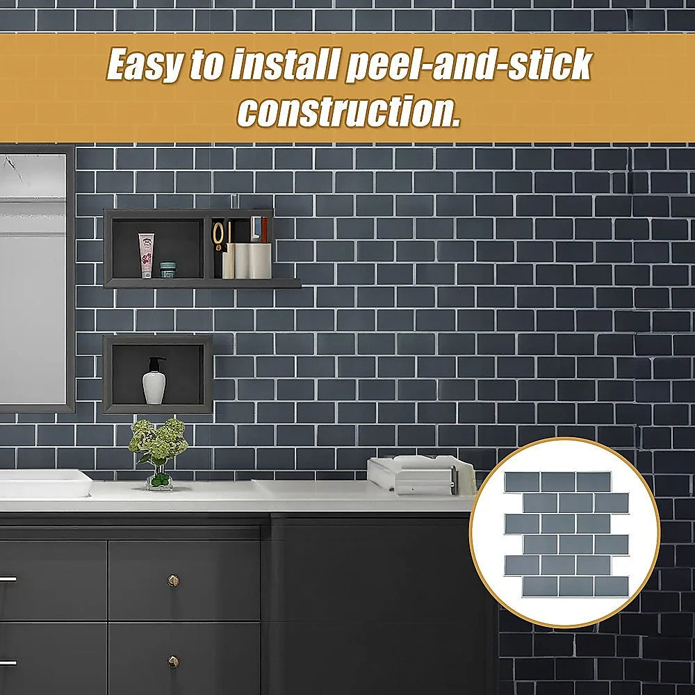 Peel stick wall with tile 3d dark sheets tiles