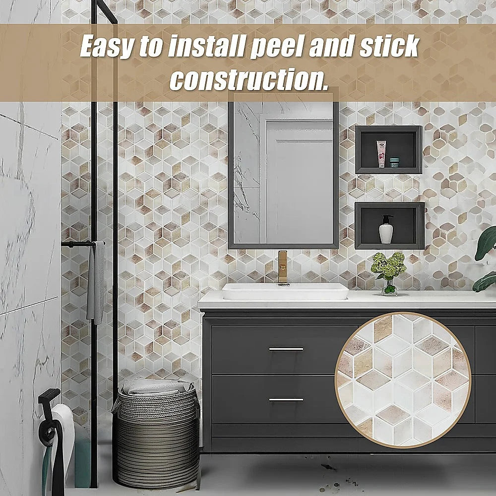 Peel and Stick Wall Tile 3D Shell Mosaic (30cm x 30cm x 10