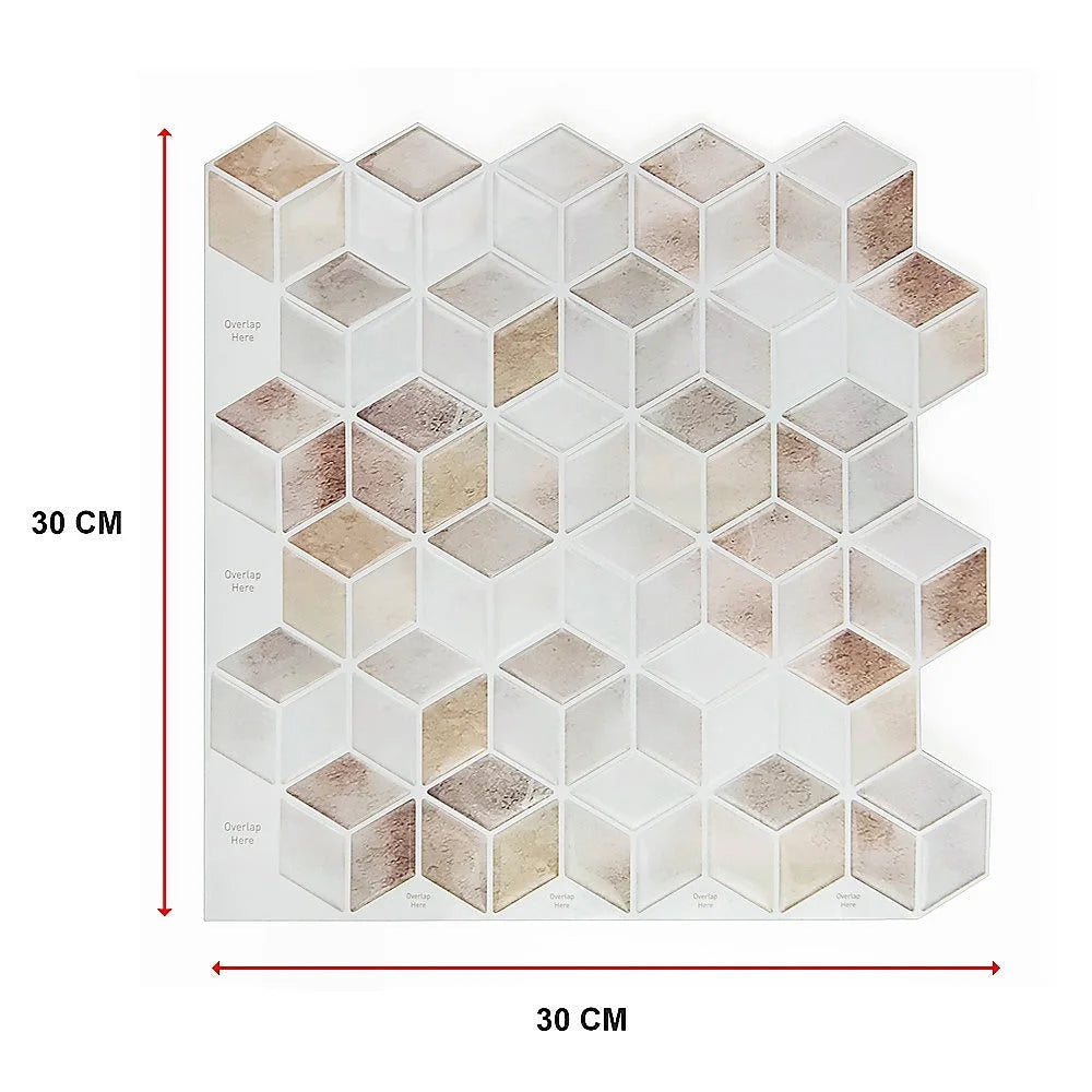 Peel and Stick Wall Tile 3D Shell Mosaic (30cm x 30cm x 10