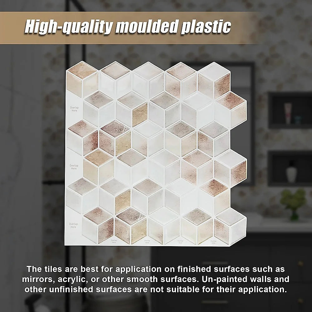 Peel and Stick Wall Tile 3D Shell Mosaic (30cm x 30cm x 10