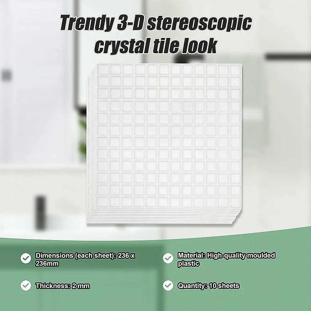 Peel and Stick Wall Tile 3D Stereoscopic Crystal White