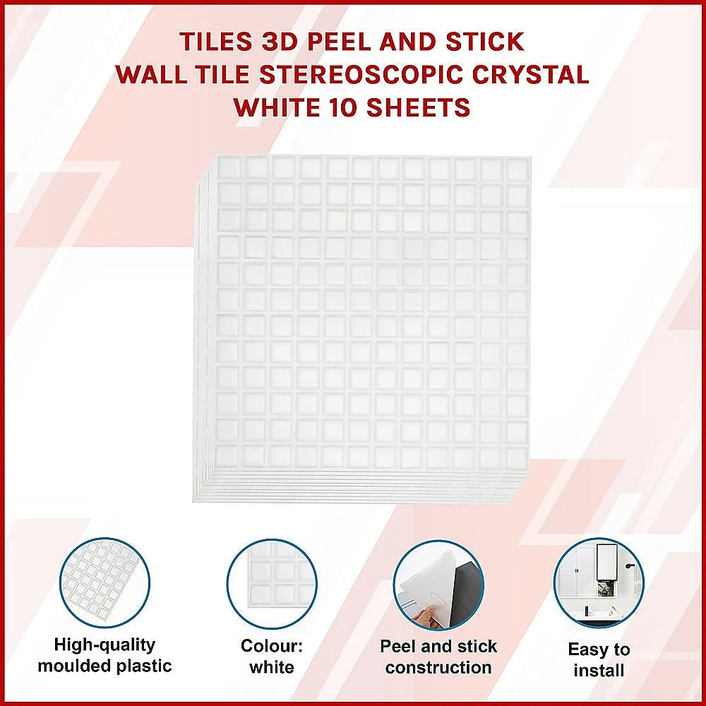 Peel and Stick Wall Tile 3D Stereoscopic Crystal White