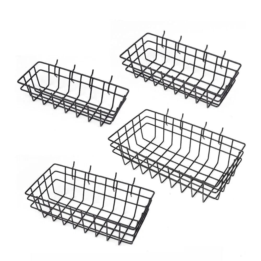 Pegboard Baskets Set 4Pc Storage Bins Organizer Display