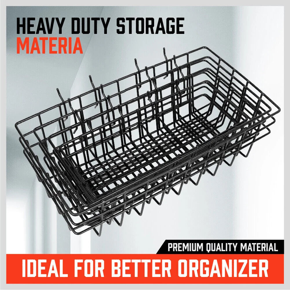 Pegboard Baskets Set 4Pc Storage Bins Organizer Display