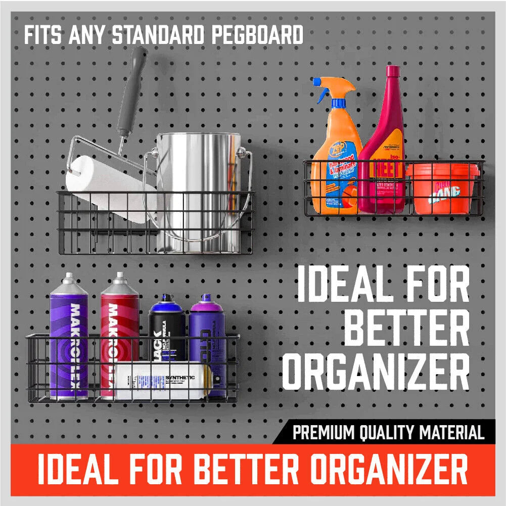 Pegboard Baskets Set 4Pc Storage Bins Organizer Display