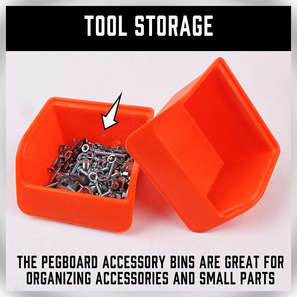 Pegboard Bins Storage Parts 16Pc Steel Hooks Tools