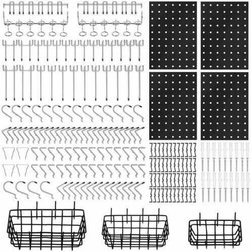 Pegboard Hooks Set 127Pc Storage Baskets Organizer Hanger