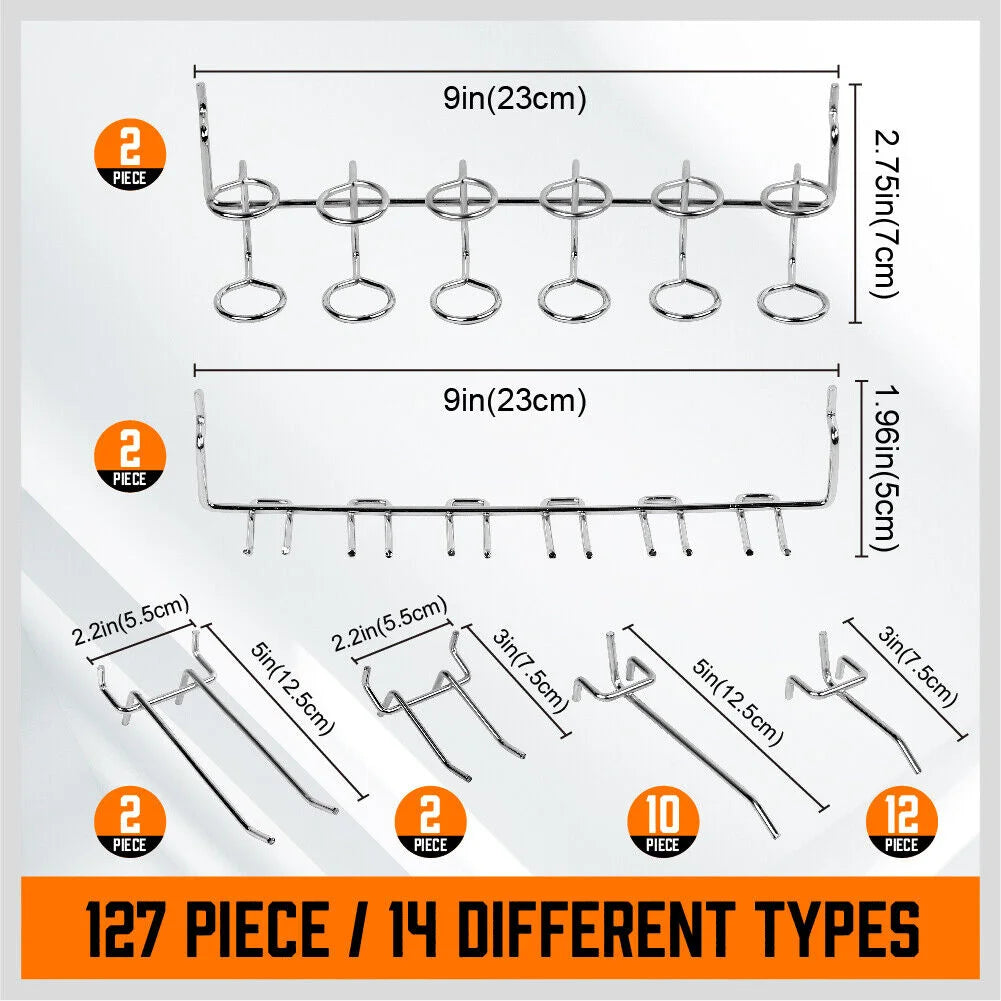 Pegboard Hooks Set 127Pc Storage Baskets Organizer Hanger