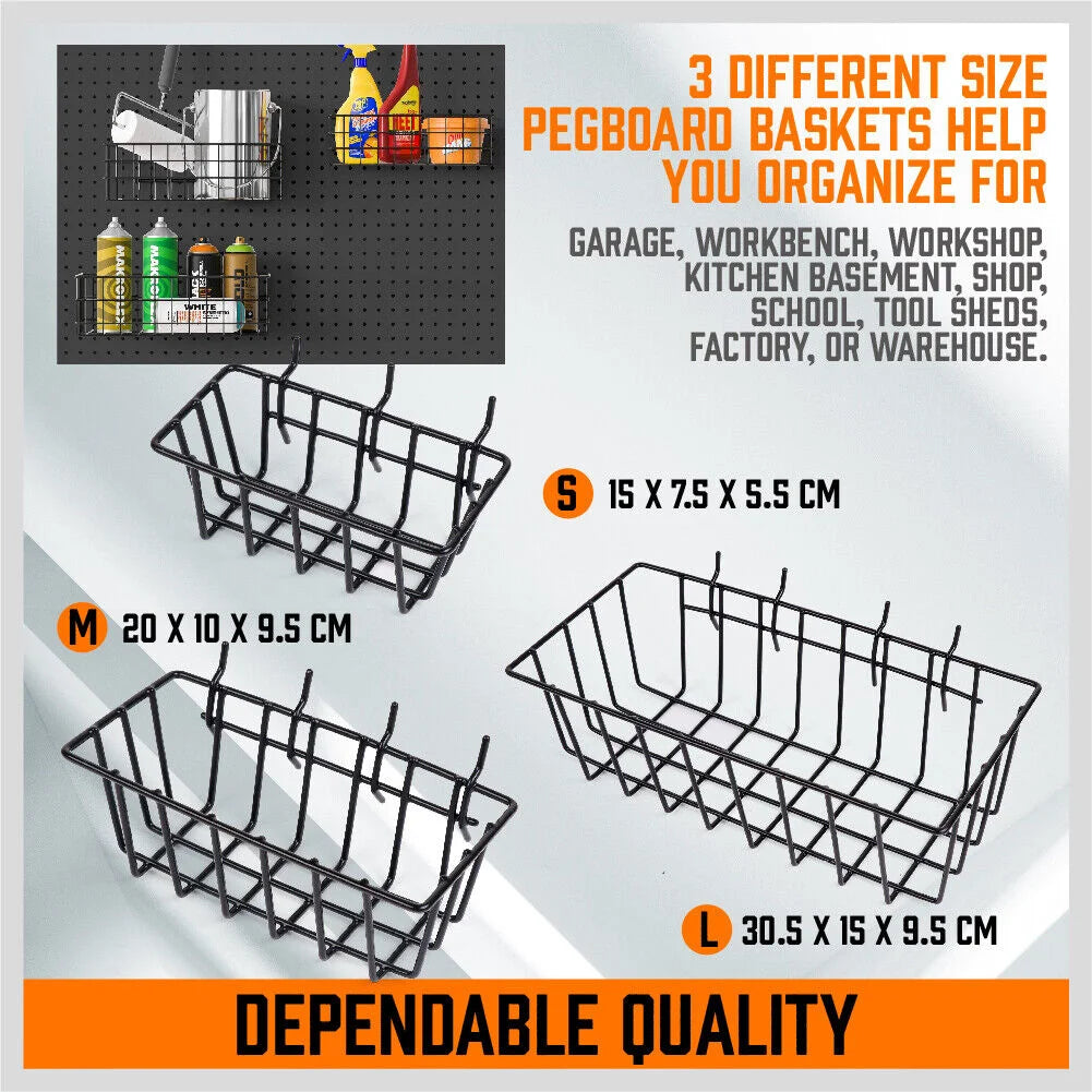 Pegboard Hooks Set 127Pc Storage Baskets Organizer Hanger