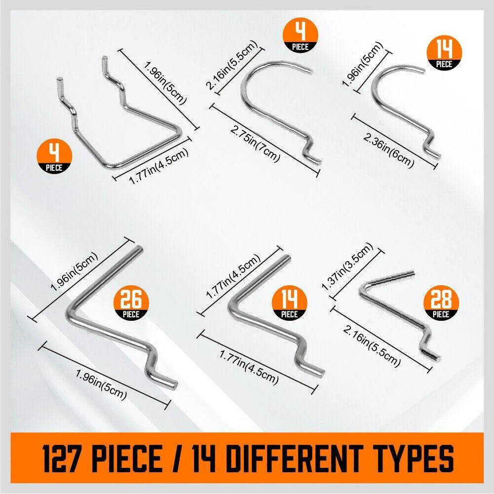 Pegboard Hooks Set 127Pc Storage Baskets Organizer Hanger