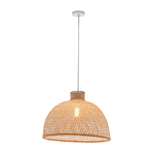 Pendant Lamp Bamboo Hand-Woven Dome Hanging Light Rattan
