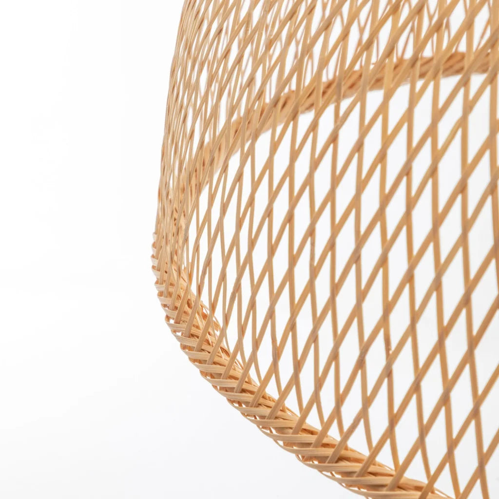 Pendant Lamp Bamboo Hand-Woven Dome Hanging Light Rattan