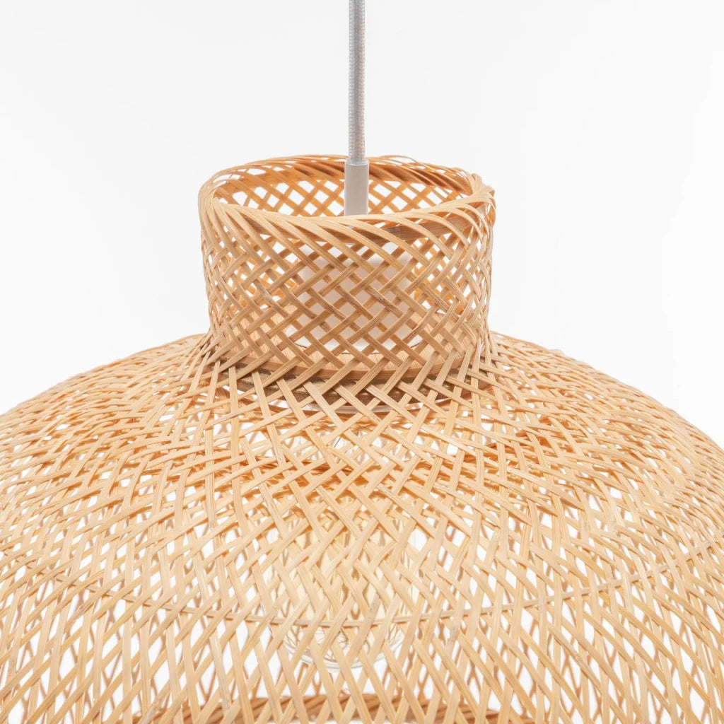 Pendant Lamp Bamboo Hand-Woven Dome Hanging Light Rattan