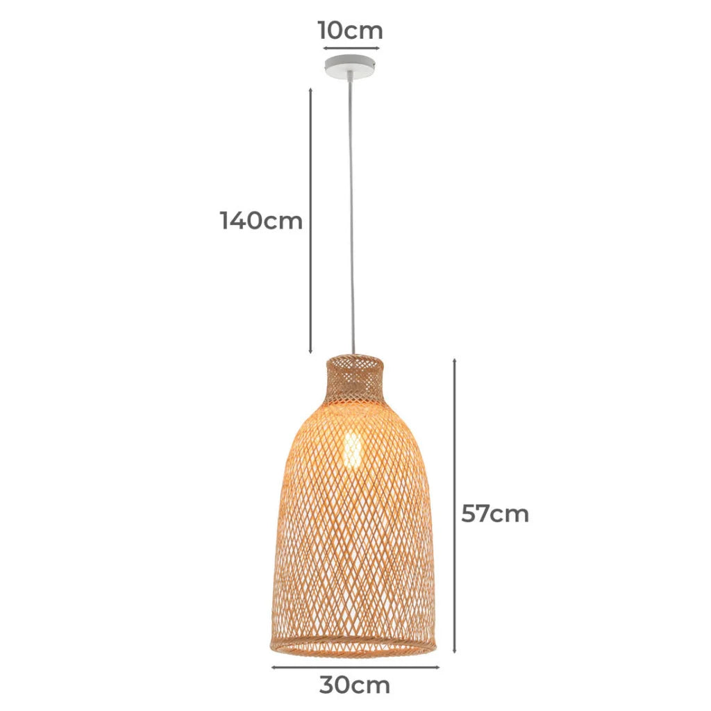 Pendant Lamp Bamboo Woven Cone Hanging Light Bell Shade
