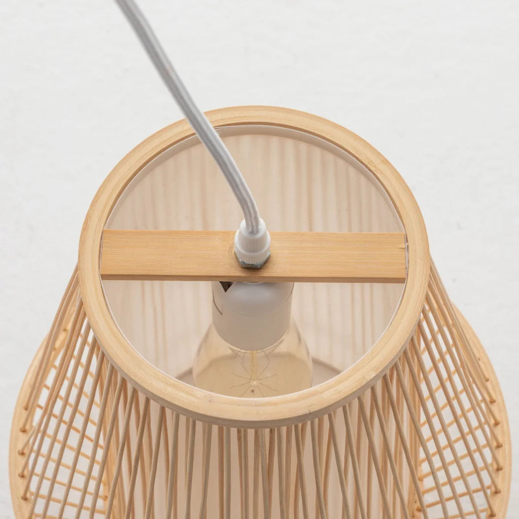 Pendant Lamp Natural Woven Bamboo Empire Hanging Light Bell