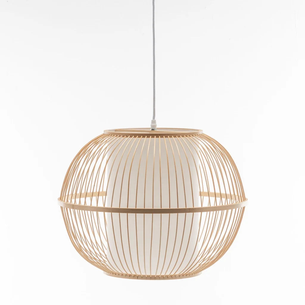 Pendant Lamp Natural Woven Bamboo Sphere Hanging Light Bell