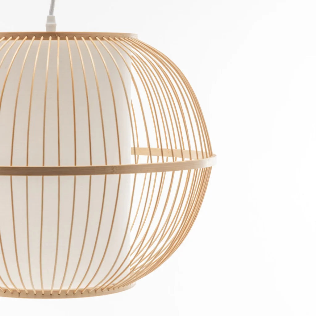 Pendant Lamp Natural Woven Bamboo Sphere Hanging Light Bell