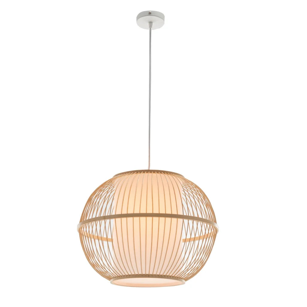 Pendant Lamp Natural Woven Bamboo Sphere Hanging Light Bell