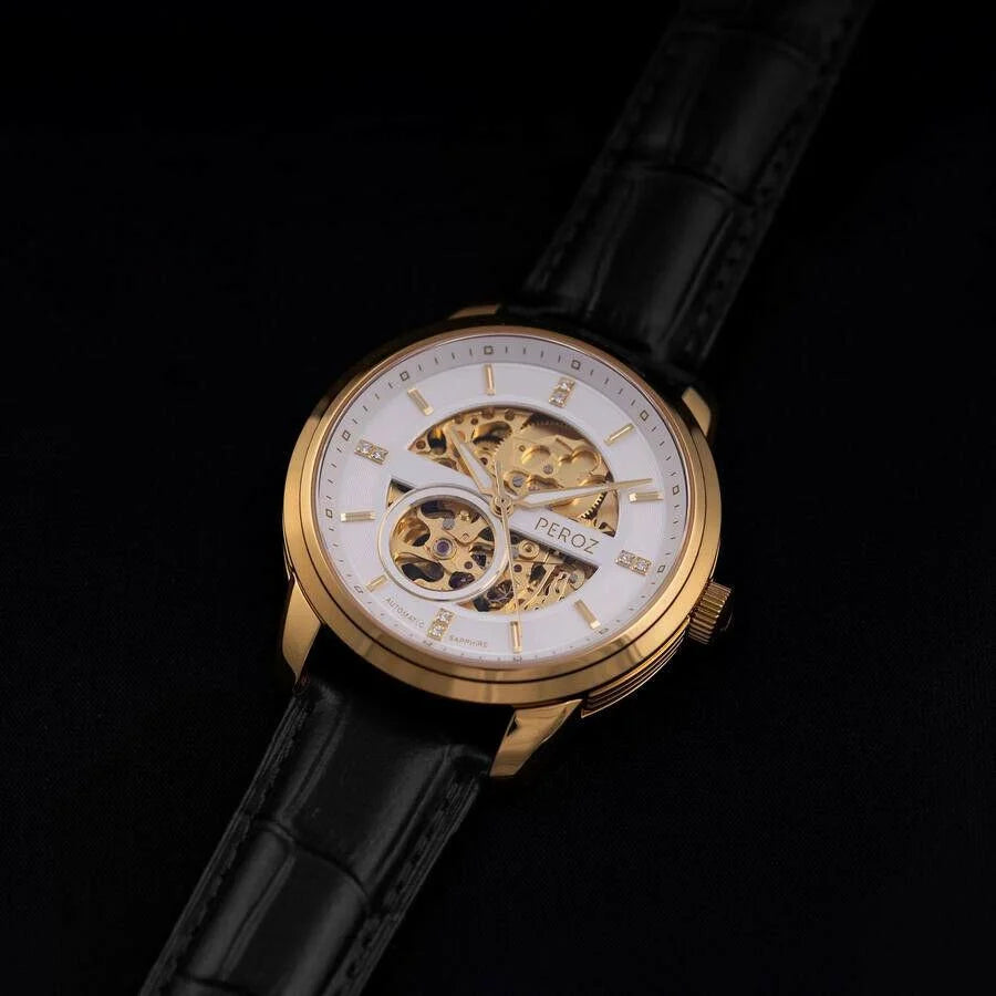 Peroz Automatic Men’s Watch - Black Leather - Fashion >