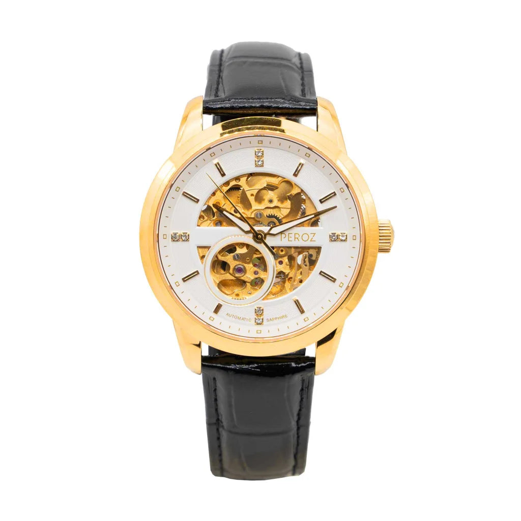 Peroz Automatic Men’s Watch - Black Leather - Fashion >