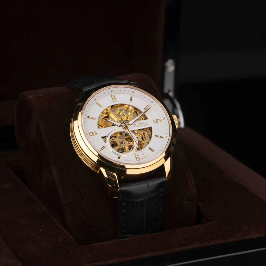 Peroz Automatic Men’s Watch - Black Leather - Fashion >