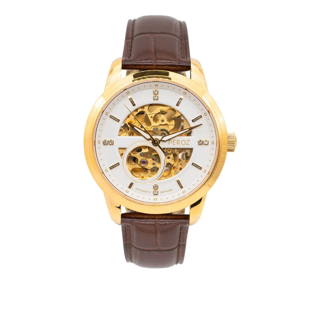 Peroz Automatic Men’s Watch - Brown Leather - Fashion >